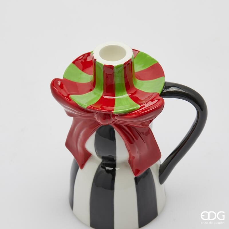 edg enzo de gasperi edg enzo de gasperi portacandela con fiocco natale h 18 cm l 14 cm l 10 cm white black ean 8059824552617