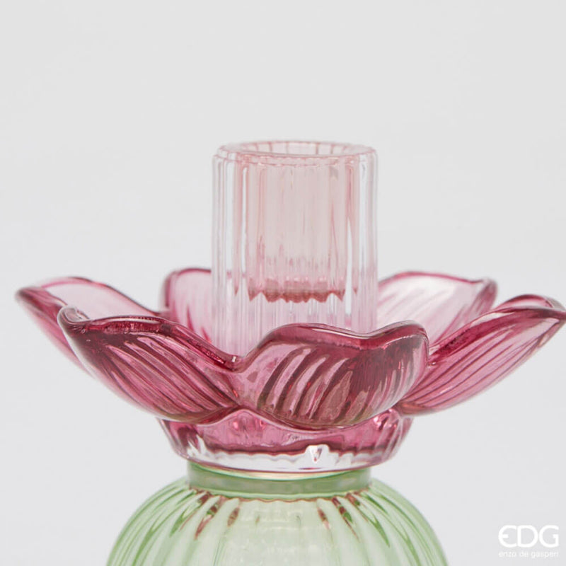 edg enzo de gasperi edg enzo de gasperi portacandela flower in vetro h 125 cm d 12 cm violet mix ean 8059824630292