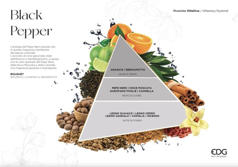 edg enzo de gasperi edg enzo de gasperi profumatore bottiglia 100 ml con bastoncini black pepper ean 8056372837746