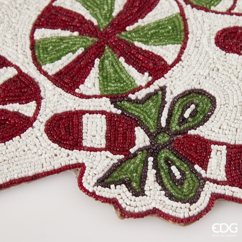 edg enzo de gasperi edg enzo de gasperi runner candycane natale con perle l 90 cm l 30 cm white red ean 8059824559876