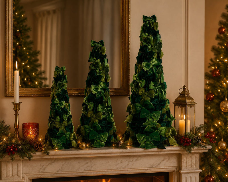 edg enzo de gasperi edg enzo de gasperi set 3 coni natalizi con fiocchi verde mix decorazioni di natale ean 8059824710987