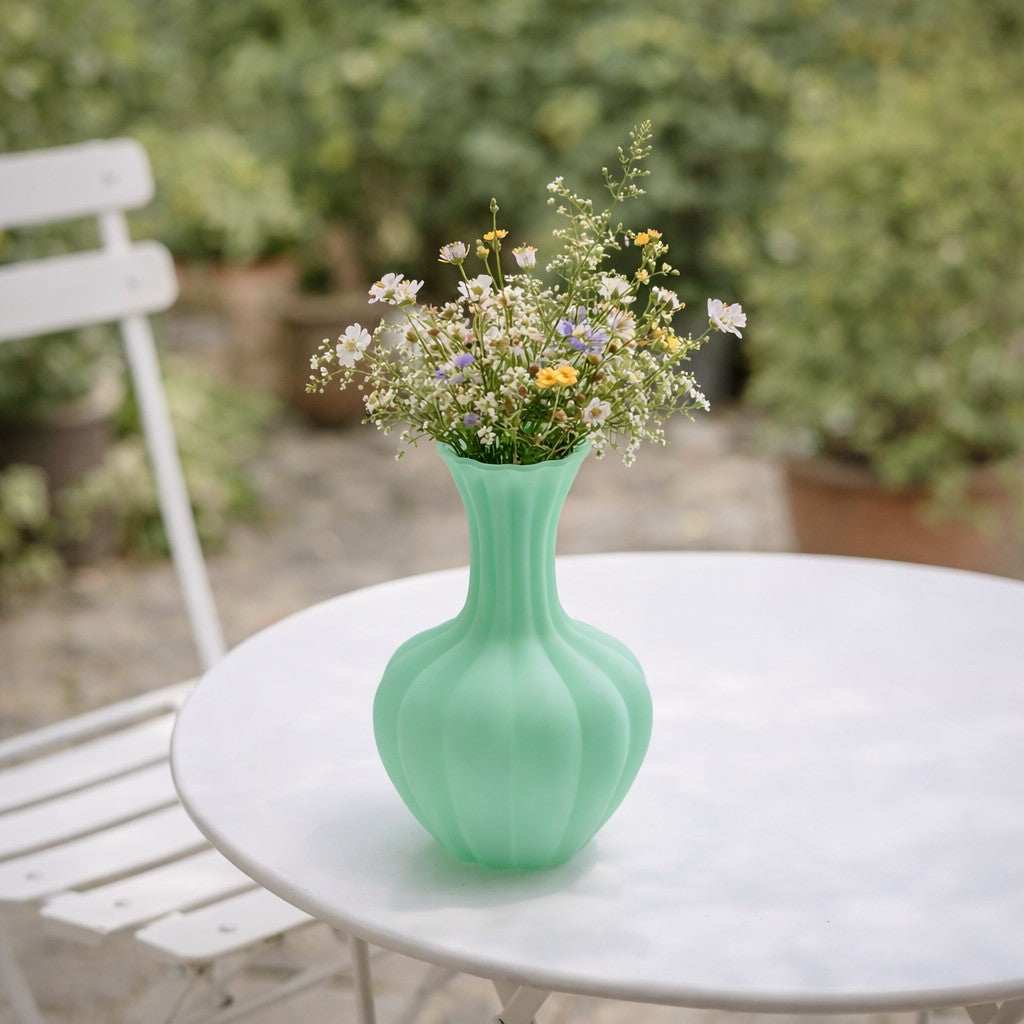 edg enzo de gasperi edg enzo de gasperi vaso flow sinuoso h 31 cm d 17 cm waterproof vetro satinato verde ean 8059824630551