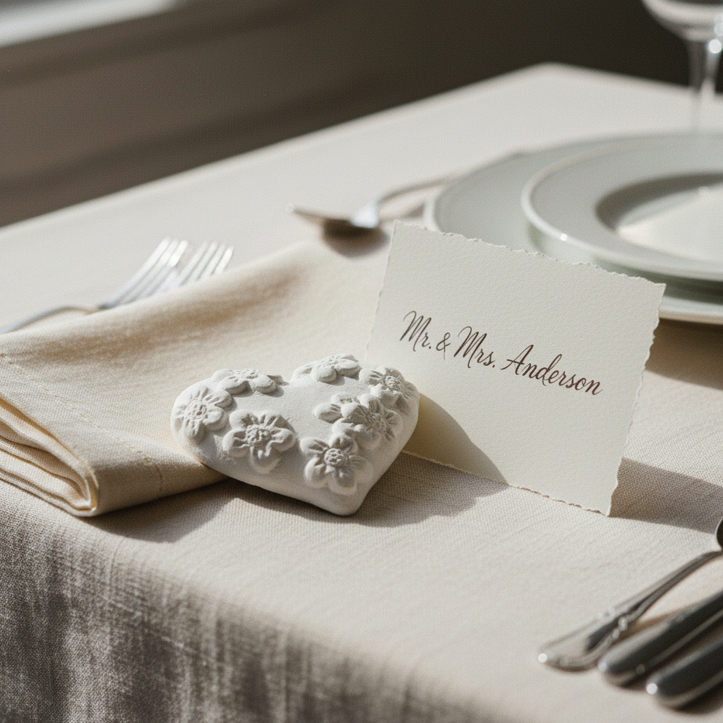 Decora bomboniere e segnaposto con il gesso cuore fiori Etm, bianco opaco, 3,5 cm, conf. 12 pz. Personalizzabile, dettaglio raffinato.