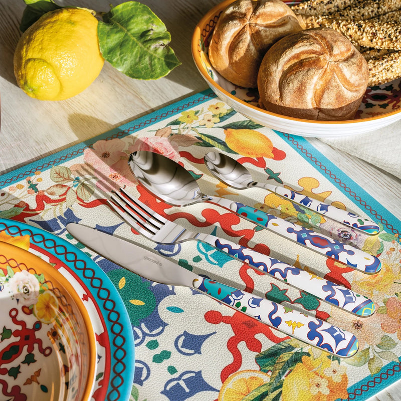 guzzini guzzini servizio24 posate flower lemon acciaio con impugnatura decorata