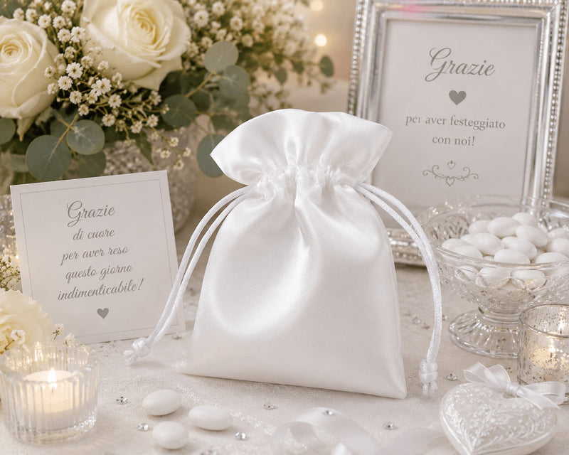 larcolaio larcolaio sacchetto organza lucido 9x12 cm portacanfetti bianco bomboniera elegante 12 pz ean 8059558631657