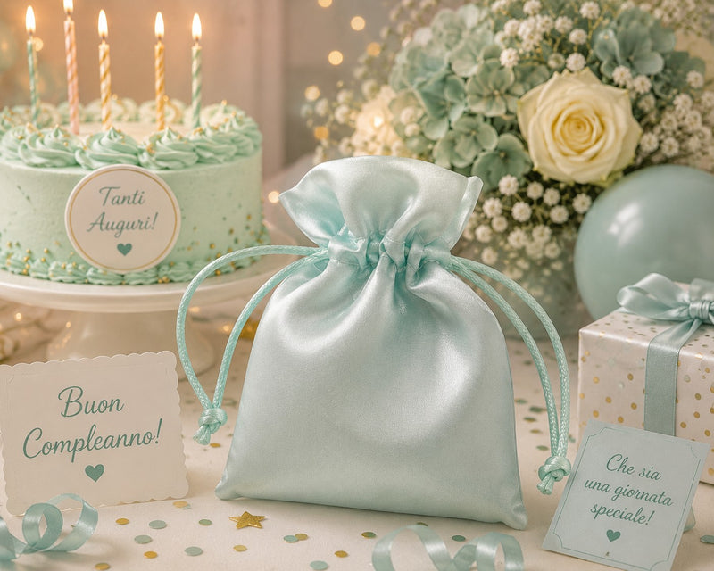 larcolaio larcolaio sacchetto organza lucido 9x12 cm portacanfetti verde bomboniera elegante 12 pz ean 8059558631640