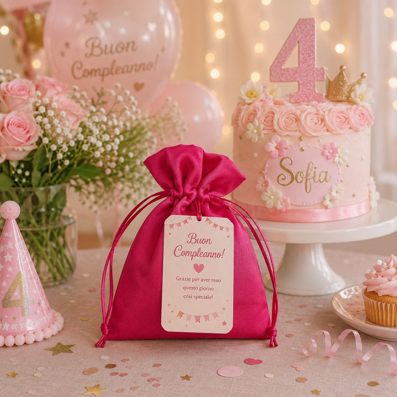 larcolaio larcolaio sacchetto raso 9x12 cm portacanfetti fuxia bomboniera elegante 12 pz ean 8054751444400