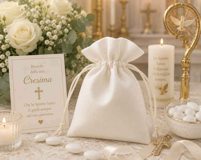 larcolaio larcolaio sacchetto tessuto 9x12 cm portacanfetti ecru bomboniera elegante 12 pz ean 8054751444189