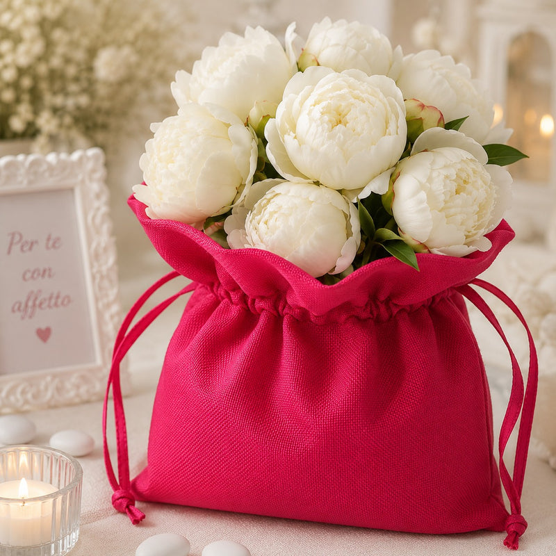 larcolaio larcolaio sacchetto tessuto 9x12 cm portacanfetti fuxia bomboniera elegante 12 pz ean 8054751444196
