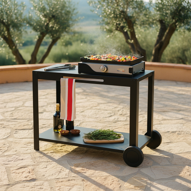 le marquier le marquier carrello table desserte 110 xl nero 110 x 64 cm carrello cucina outdoor con ripiani ean 3339380173071