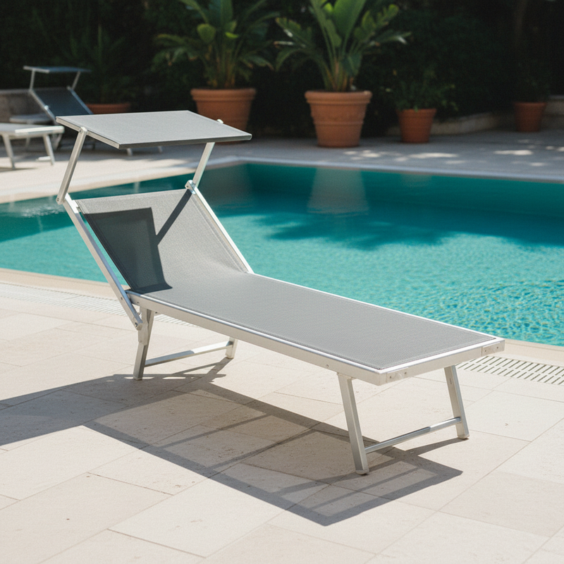 moia greenwood moia greenwood lettino mare con tettuccio in alluminio e textilene grigio lettino spiaggia regolabile design resistente ean 8013054825026