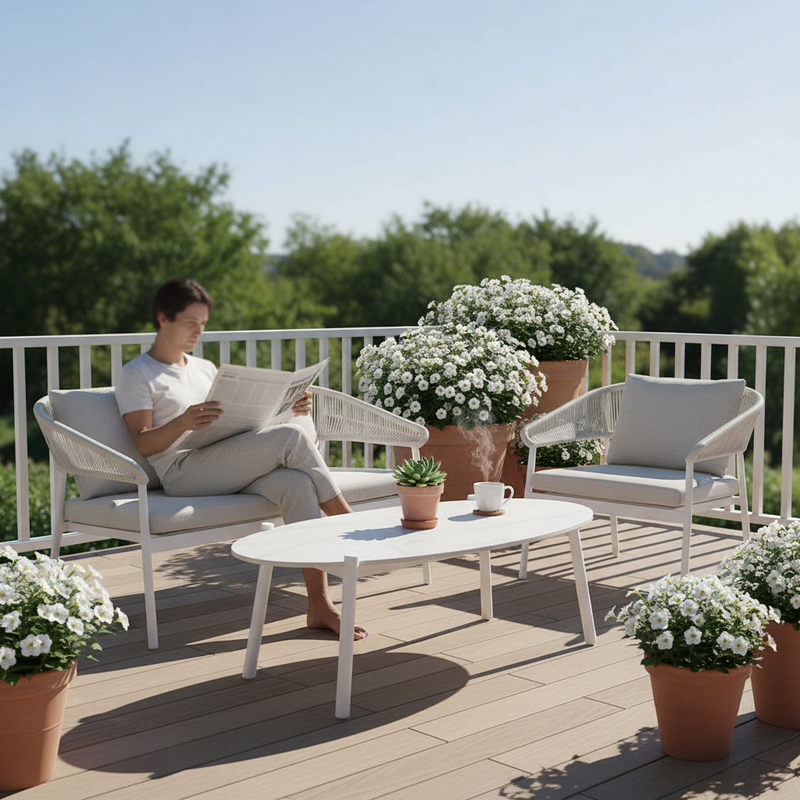 moia greenwood moia greenwood salotto cap ferrat in alluminio bianco con schienale corda set giardino design moderno outdoor ean 8013054835049
