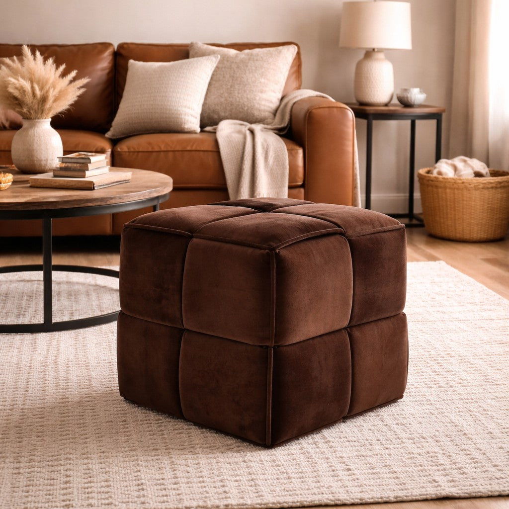 regalo italiano regalo italiano pouf in velluto marrone 37 x 37 cm h 37 cm pouf contenitore design moderno arredo casa ean 8057586207769