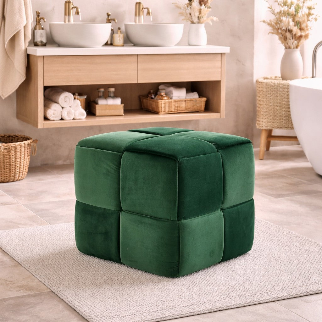 regalo italiano regalo italiano pouf in velluto verde 37 x 37 cm h 37 cm pouf contenitore design moderno arredo casa ean 8057586207783