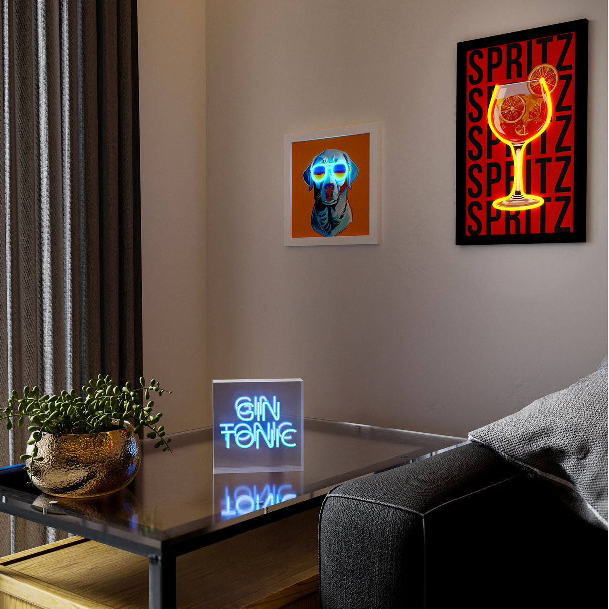 wd lifestyle wd lifestyle cornice con inserti luminosi 30 x 30 cm decoro cane ean 8055035681788