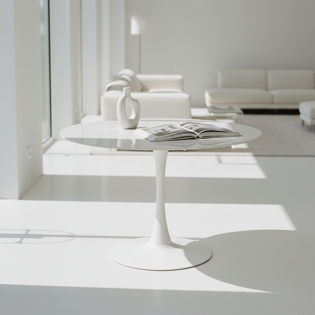 di mo commerciale di mo commerciale tavolo parker d 110 cm rotondo piano in ceramica bianco lucido 11 mm con gamba in metallo ean 8010402524297
