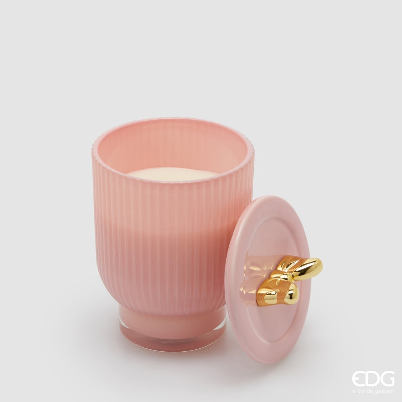 edg enzo de gasperi edg enzo de gasperi candela di natale fiocco con vaso h 15 cm d 10 cm rose water rosa oro ean 8059824544124