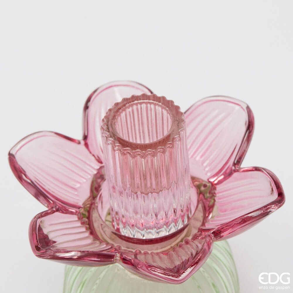 edg enzo de gasperi edg enzo de gasperi portacandela flower in vetro h 125 cm d 12 cm violet mix ean 8059824630292