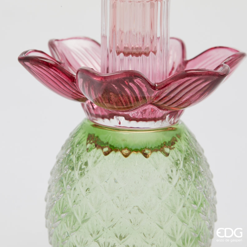 edg enzo de gasperi edg enzo de gasperi portacandela flower in vetro h 16 cm d 12 cm violet mix ean 8059824630339