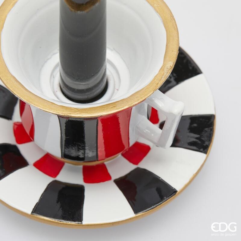 edg enzo de gasperi edg enzo de gasperi portacandela tazza natale h 75 cm d 12 cm white black ean 8059824560681