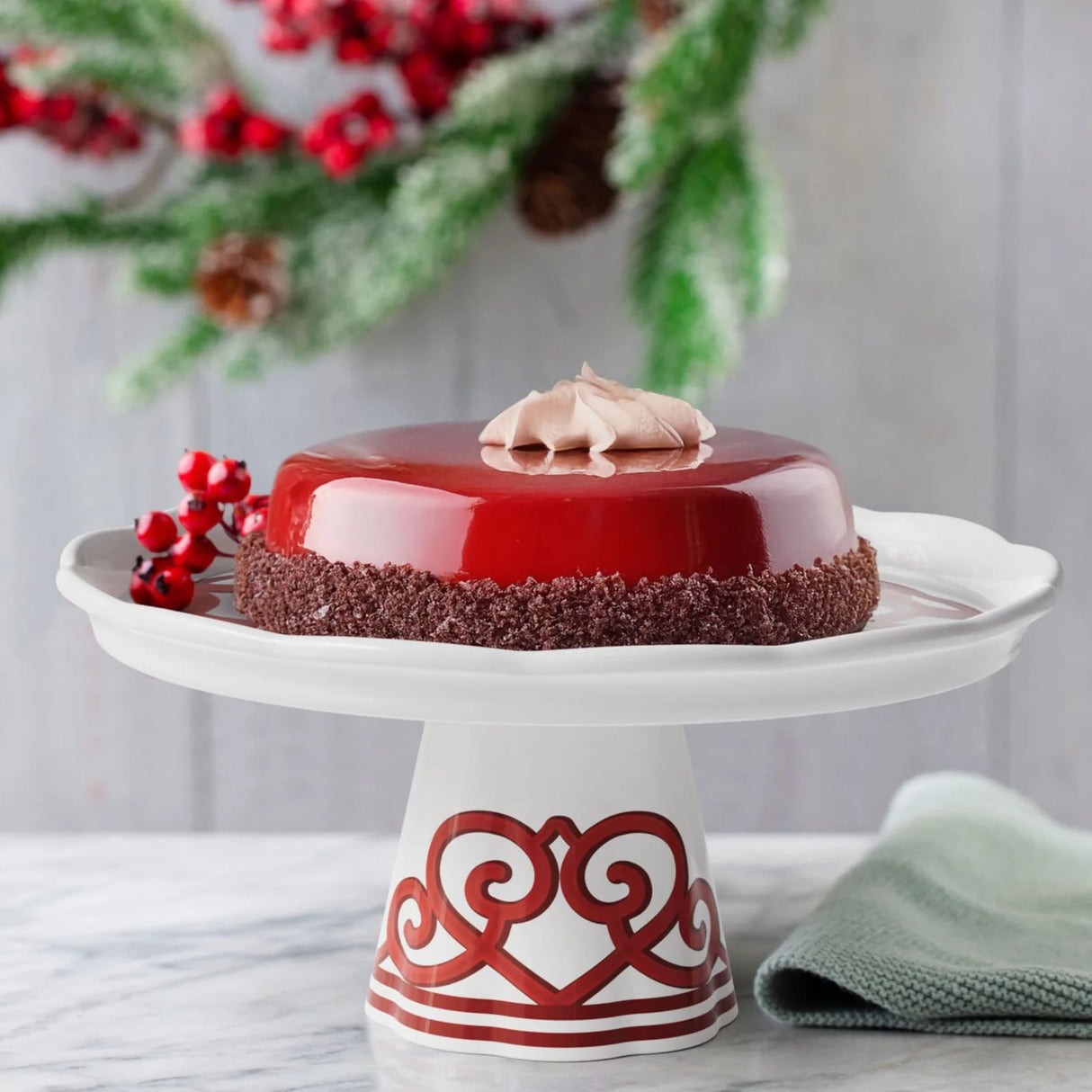 guzzini guzzini alzata con campana natalizia harmonia melamina d 304 cm h 277 cm table decor bianco rosso ean 8008392412724