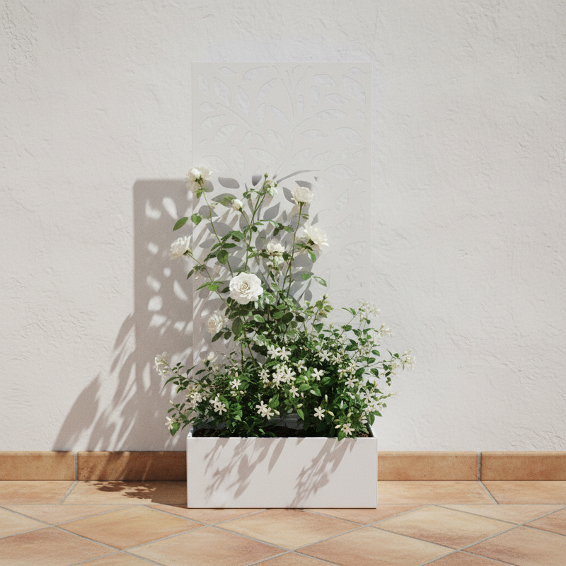regalo italiano regalo italiano fioriera rettangolare bianca in ferro 50 x 22 cm h 120 cm porta piante da esterno design moderno ean 8057586111165