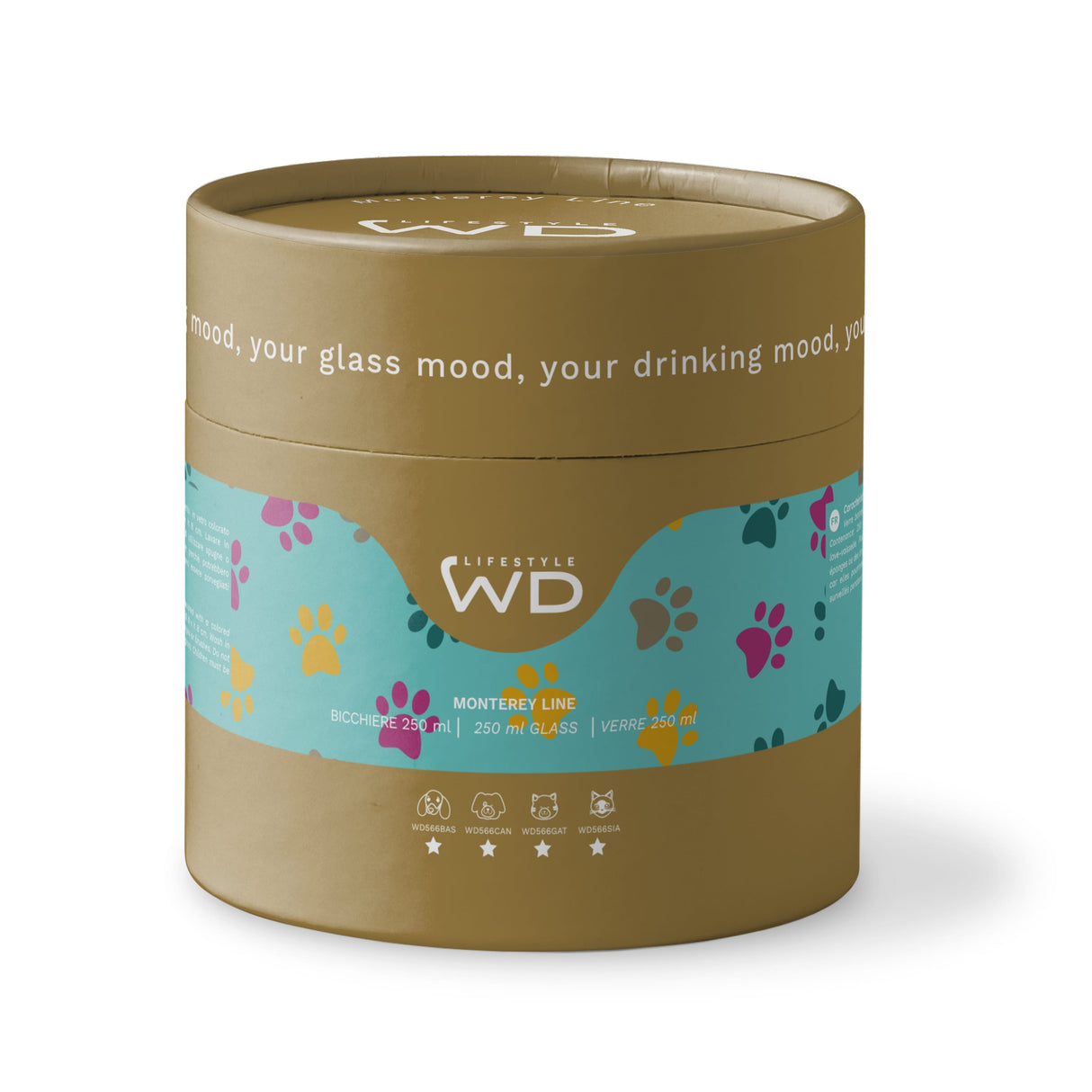 wd lifestyle wd lifestyle bicchiere vetro borosilicato cc 250 ml decoro cane ean 8053300576005