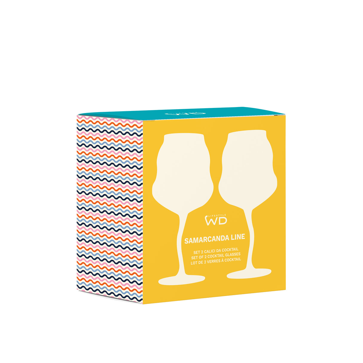 wd lifestyle wd lifestyle set 2 calici cocktail 450 ml giallo petrolio rosa e azzurro ean 8053300576296