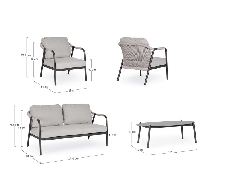 bizzotto bizzotto set salotto miravet divano 2 poltrone e tavolino antracite ean 8051836669000