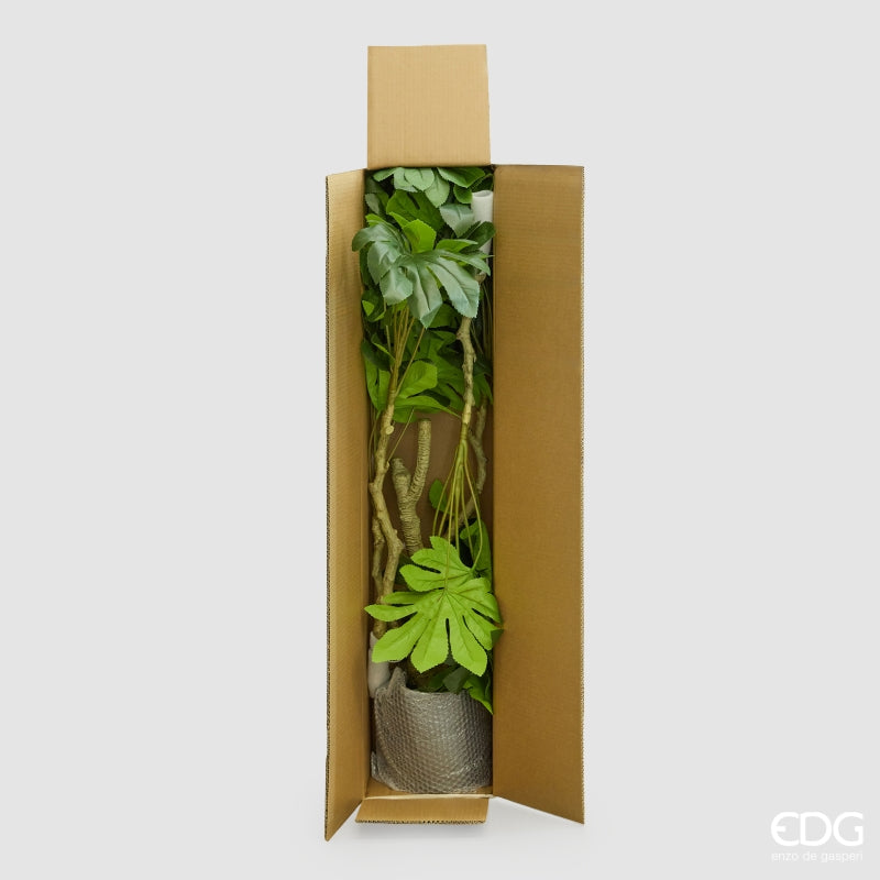 edg enzo de gasperi edg enzo de gasperi aralia vogue con vaso pianta artificiale h 144 cm verde ean 8059824607379