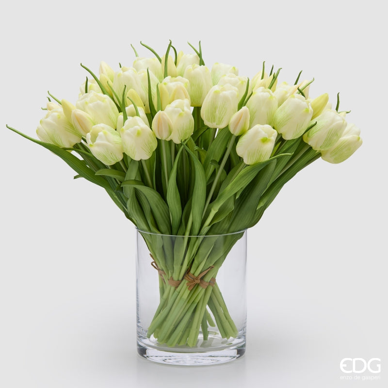 edg enzo de gasperi edg enzo de gasperi bouquete tulipano chiuso x4 h 40 cm con bocciolo bianco verde ean 8059824612885