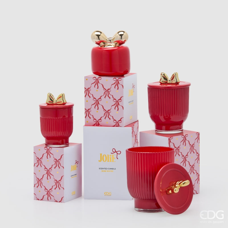 edg enzo de gasperi edg enzo de gasperi candela di natale fiocco con vaso h 15 cm d 10 cm berry fruit rosso oro ean 8059824544063