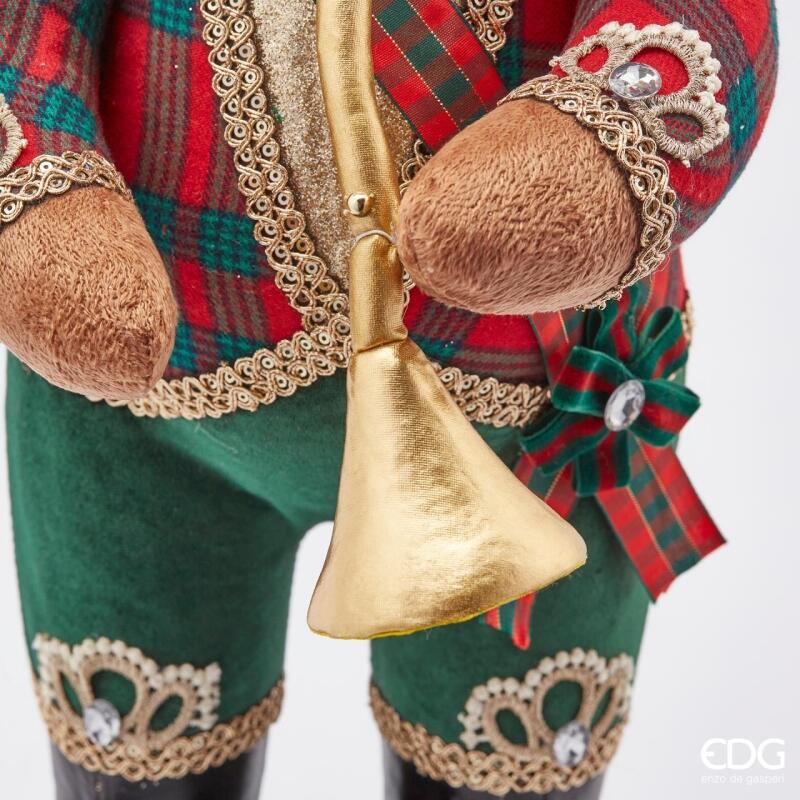 edg enzo de gasperi edg enzo de gasperi orso noel nutcrak natalizio con tromba h 61 cm 23 x 27 cm verde rosso ean 8059824303554