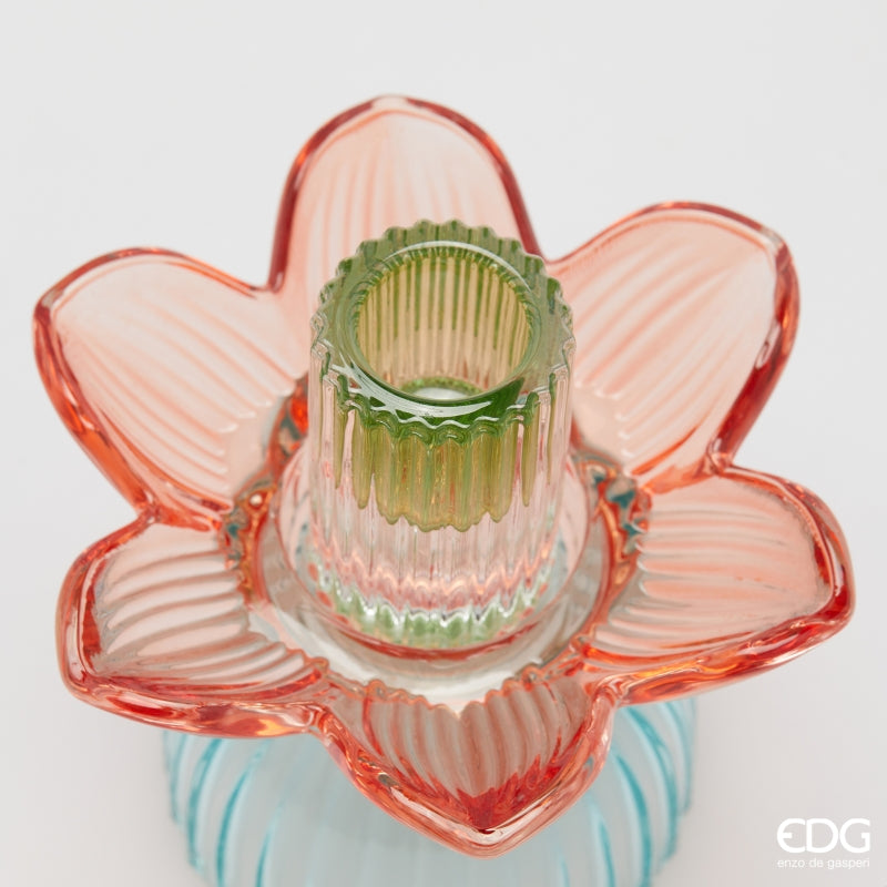 edg enzo de gasperi edg enzo de gasperi portacandela flower in vetro h 125 cm d 12 cm blu mix ean 8059824610041