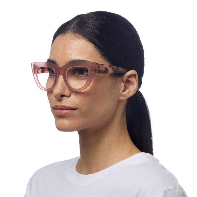 okkia okkia occhiale da lettura mod claudia premontato gatto soft touch pink havana diottrie 2 00 ean 8055773193031