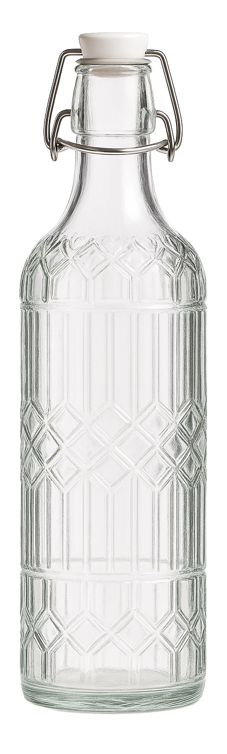 regalo italiano regalo italiano bottiglia decorata ass tappo ermetico 1 lt d 85 cm h 32 cm vetro trasparente 1 pz ean 8057586201248