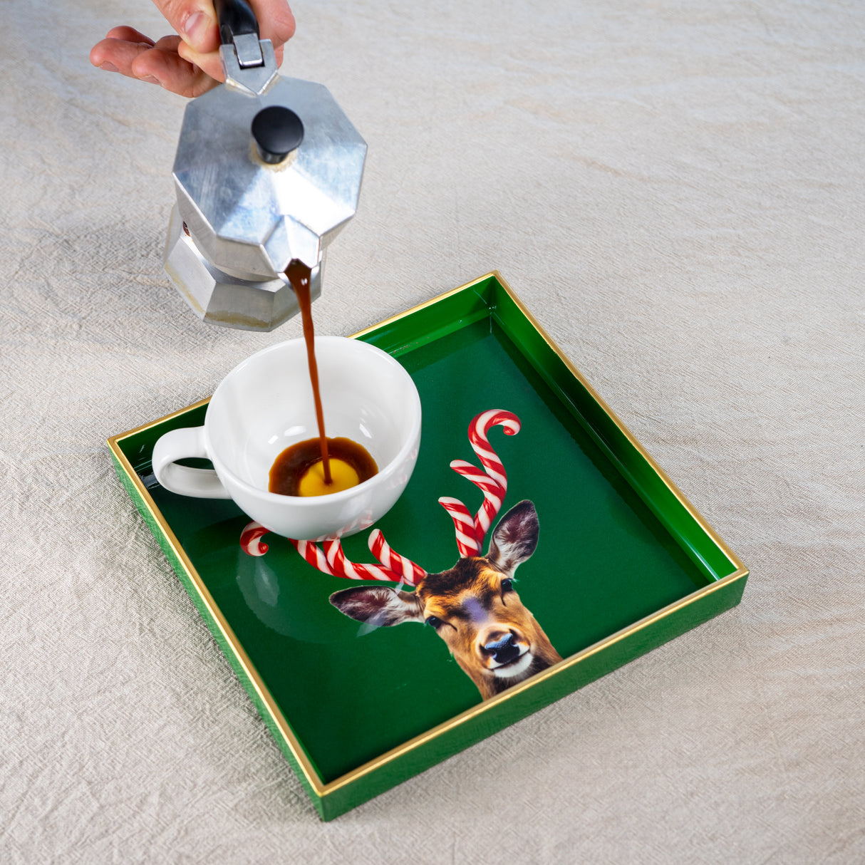 wd lifestyle wd lifestyle vassoio svuota tasche quadrato 20 x 20 cm decoro corna candy cane natale ean 8053300577859