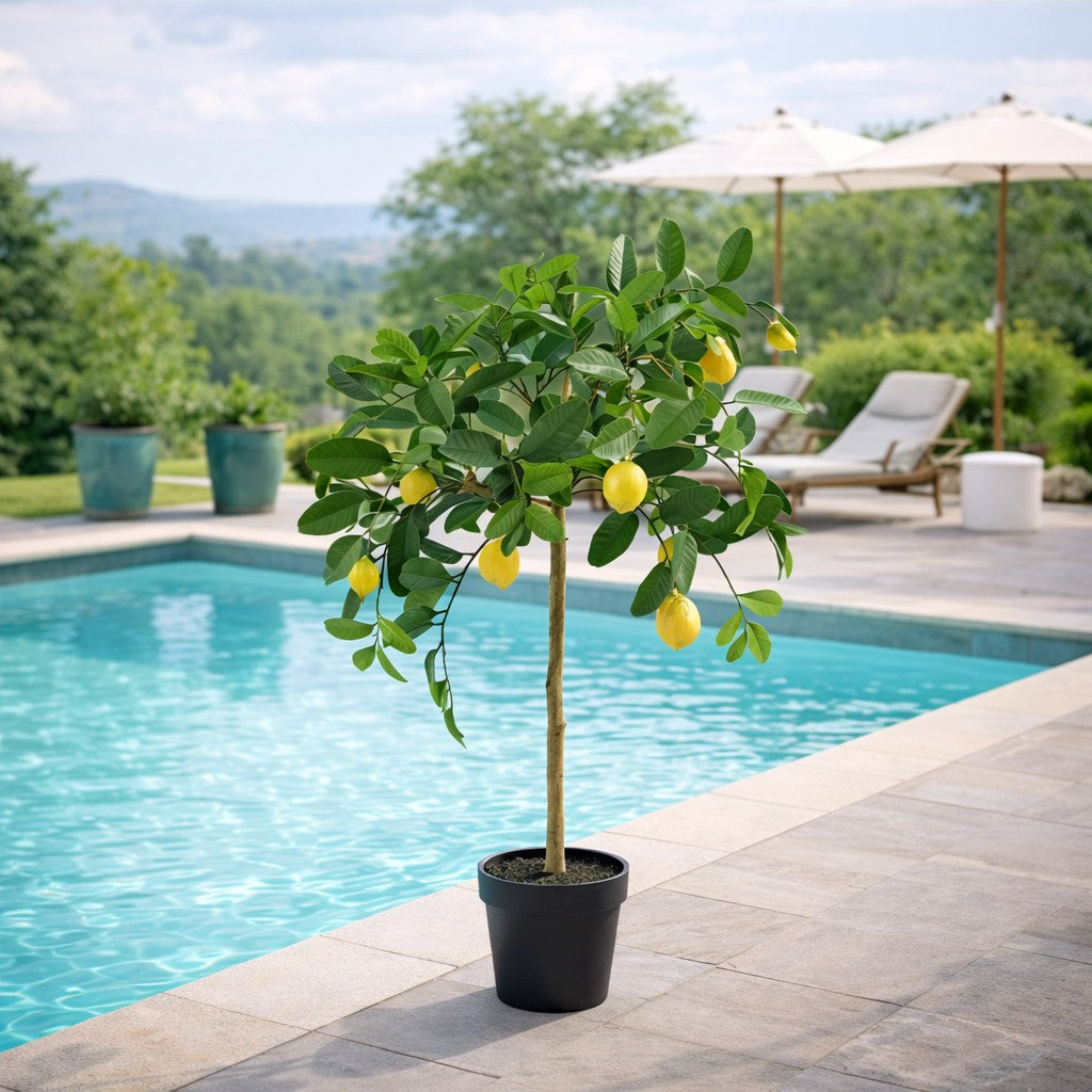 edg enzo de gasperi edg enzo de gasperi limone anti uv x9 con vaso pianta artificiale h 125 cm verde giallo ean 8059824607546