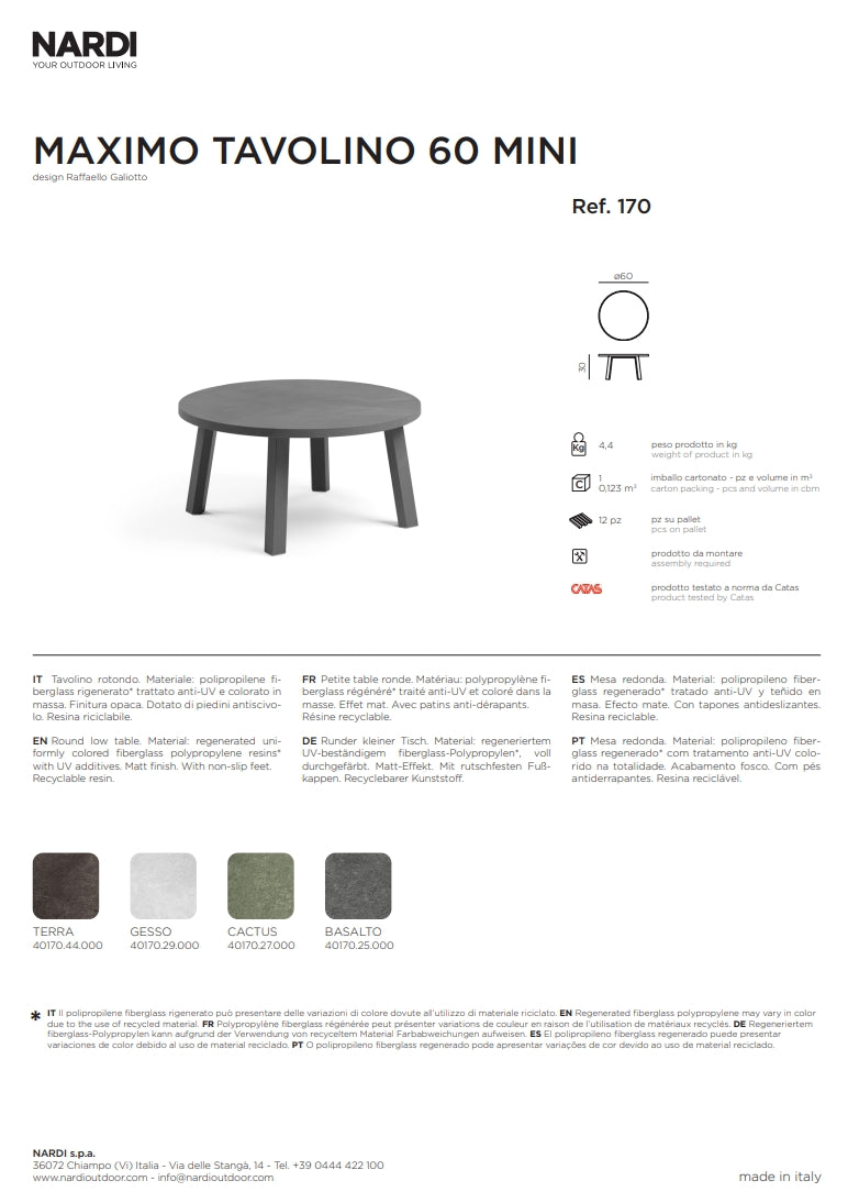 nardi nardi maximo tavolino 60 rotondo mini terra ean 8010352170445