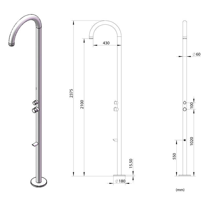 immagine-5-sined-olbia-doccia-per-esterni-in-acciaio-316l-soffione-e-lavapiedi-h-2439-cm-inox-nera-ean-8025431152991