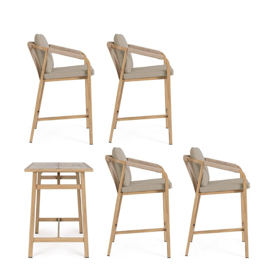 bizzotto bizzotto set bar tavolo rettangolare e 4 sgabelli kalimera colore desert ean 8051836779006