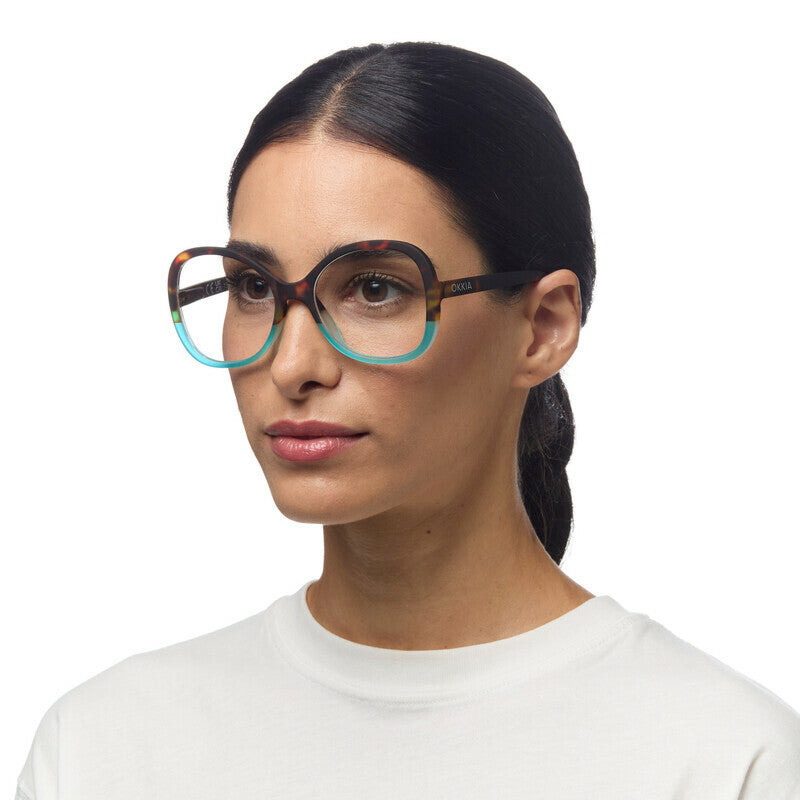 okkia okkia occhiale da lettura mod verona premontato butterfly soft touch spring anti luce blu havana blue diottrie 2 00 ean 8056211374029