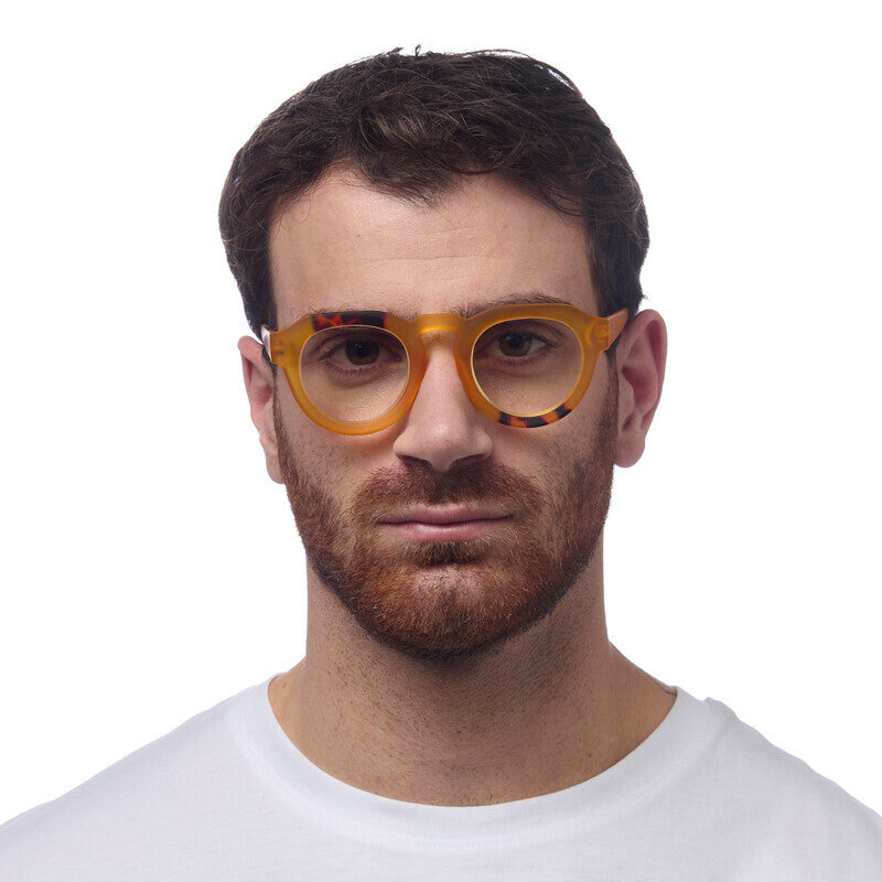 okkia okkia occhiale da lettura mod zeno soft touch anti luce blu giallo havana diottrie 3 00