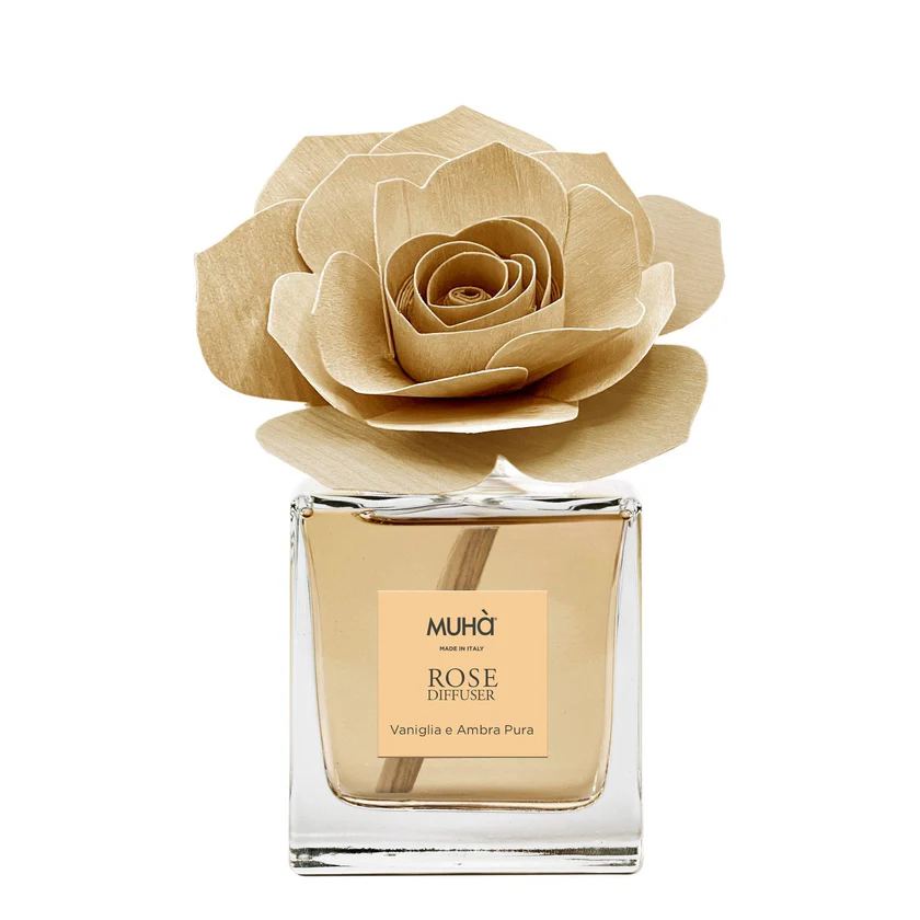 Muhà Diffuseur de parfum Rose Naturelle Vanille et Ambre Pure 100ml