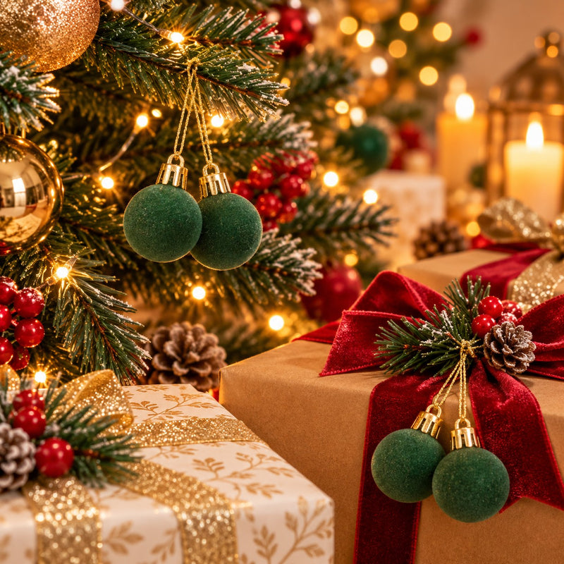 Piovaccari Set de 8 Sphères en Bois Vert Foncé Ø3 cm – Boules Décoratives de Noël pour Sapin de Noël, Guirlandes, Centres de Table et Loisirs Créatifs