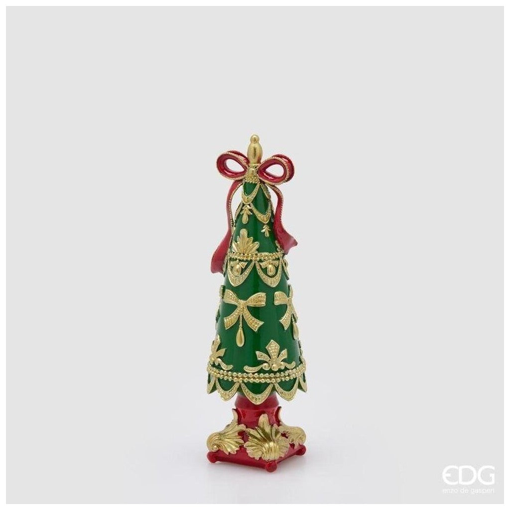 EDG Enzo De Gasperi Pino di Natale con Fiocco H30 cm Verde Rosso – Decorazione Natalizia