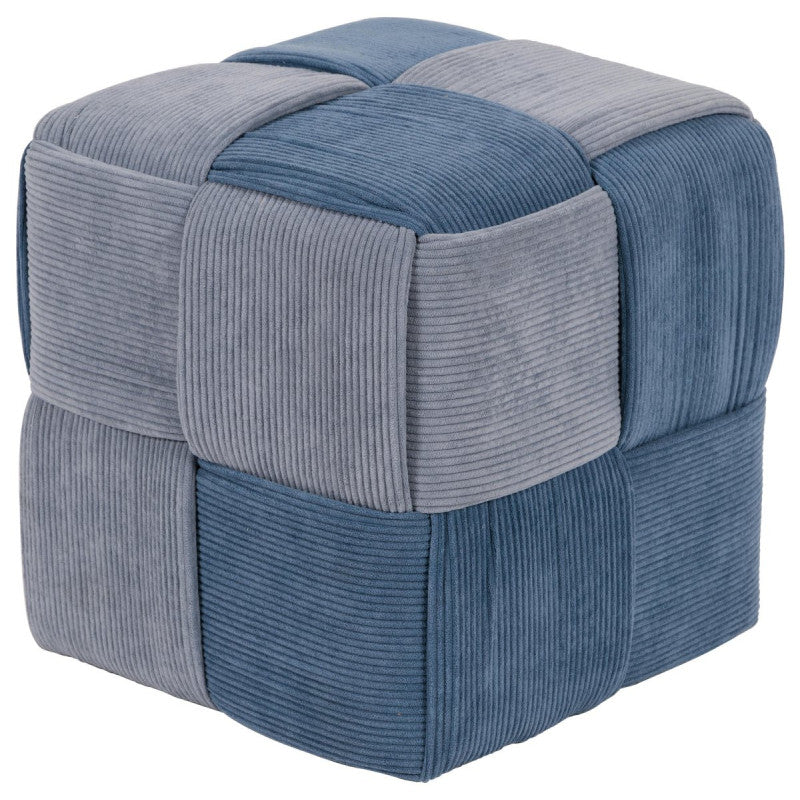 Dimo Pouf Brady en Velours Côtelé Tressé, Poussière d'Avion