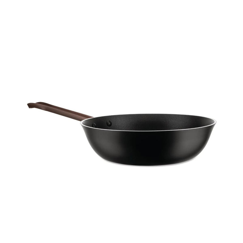 Poêle Haute Alessi Edo 28 cm Marron avec Longue Poignée – Poêle en Acier au Design Élégant