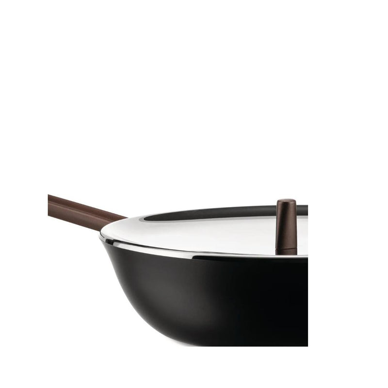 Poêle Haute Alessi Edo 28 cm Marron avec Longue Poignée – Poêle en Acier au Design Élégant