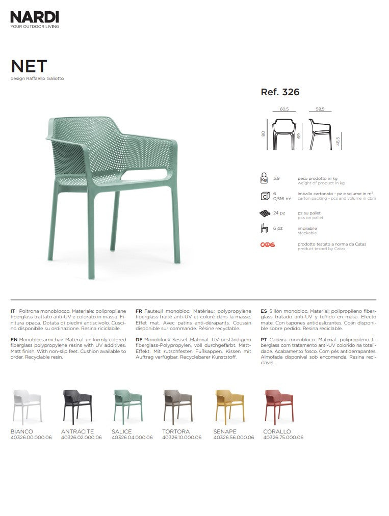 Nardi Chaise Net Agave Polypropylène Empilable